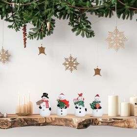 Christmas Decorations Indoor, 4 PCS Resin Snowman Ornaments for Christmas Table Decor, Farmhouse Rustic Miniature Collectible Figurines for Home