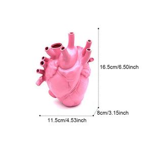 Vase In The Shape Of Human Heart, Home Decoration, Desktop Art Craft Ornament, Exquisite And High-end Indoor Vase, Organ Design Flower Container (Color: pink, size: 11.5*8*16.5)